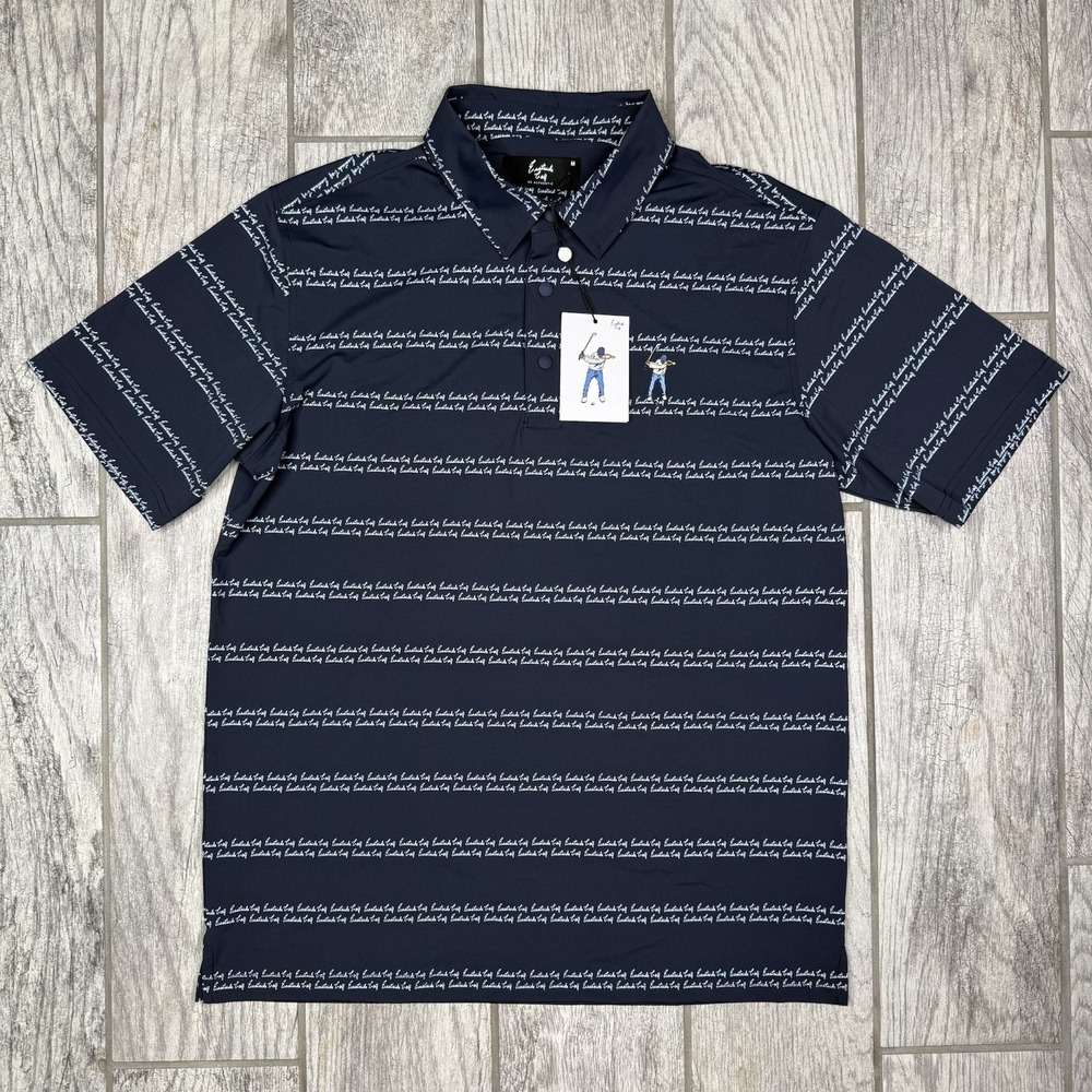 Eastside Golf Snap‎ Placket Polo Mens M Blue Logo AOP Short Sleeve Nylon Stretch